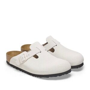 Birkenstock‎ Boston Suede Embossed Clogs Corduroy Antique White EU 41/US 10 NEW
